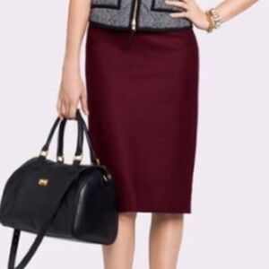 J. Crew Factory Deep Red Wool Pencil Skirt